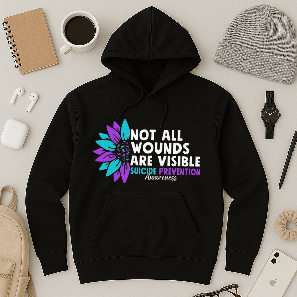 Not All Wounds Are Visible Suicide Awareness Mental Health Hoodie