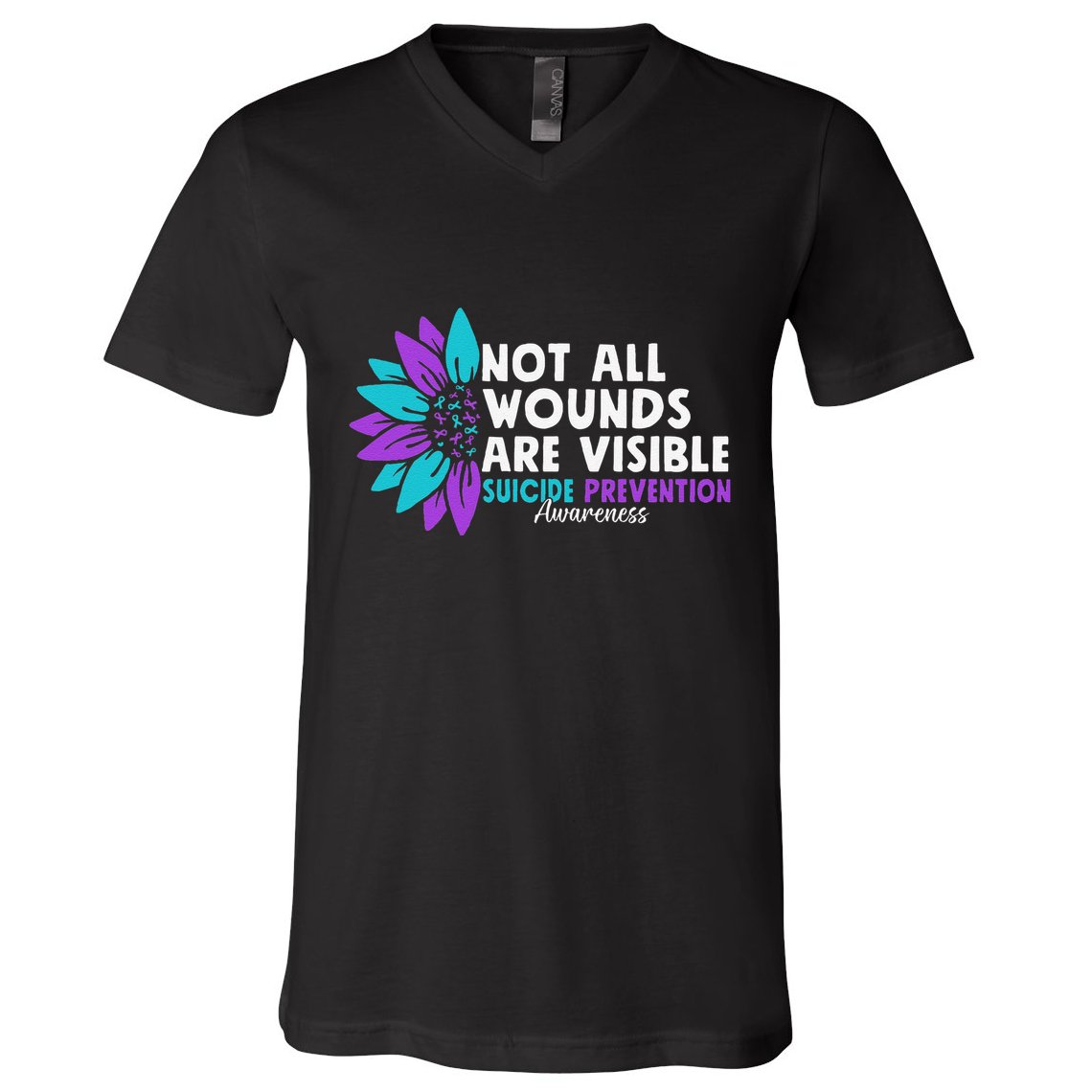 Not All Wounds Are Visible Suicide Awareness Mental Health V-Neck T-Shirt