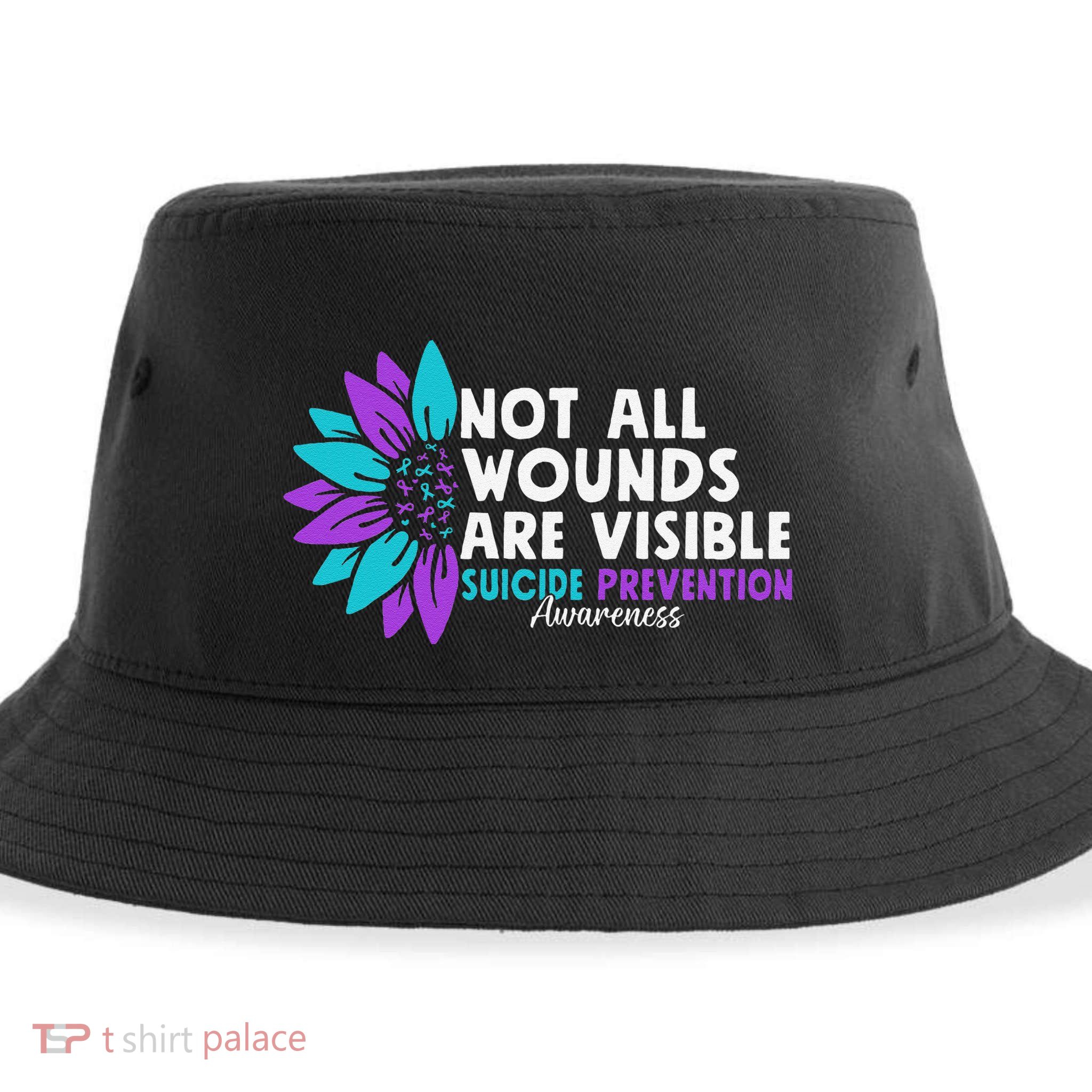 Not All Wounds Are Visible Suicide Awareness Mental Health Sustainable Bucket Hat