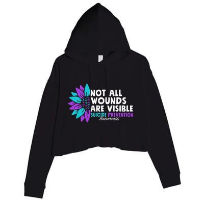Not All Wounds Are Visible Suicide Awareness Mental Health Crop Fleece Hoodie