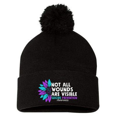 Not All Wounds Are Visible Suicide Awareness Mental Health Pom Pom 12in Knit Beanie