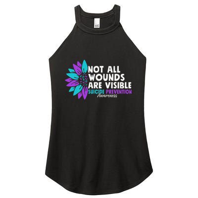 Not All Wounds Are Visible Suicide Awareness Mental Health Women's Perfect Tri Rocker Tank