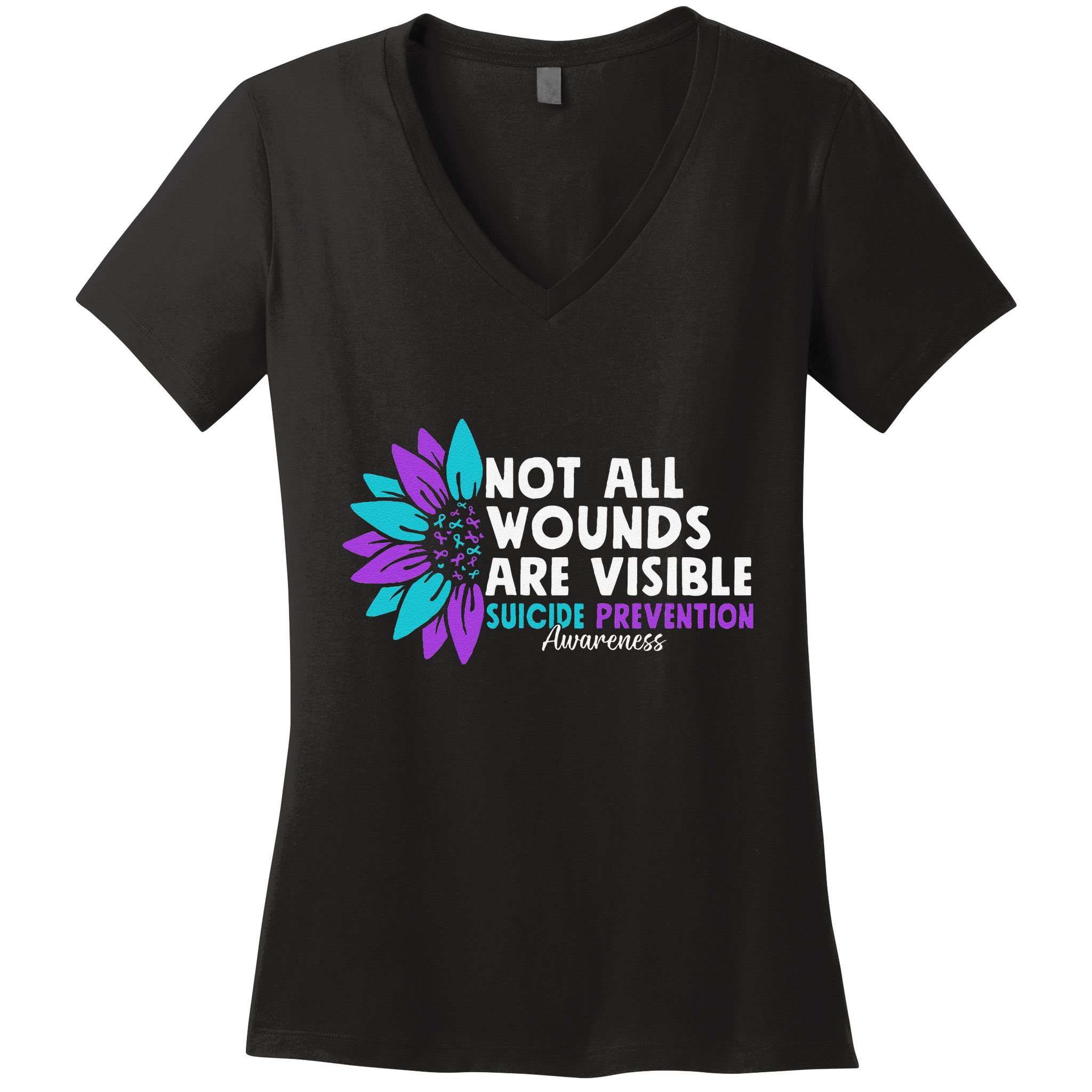 Not All Wounds Are Visible Suicide Awareness Mental Health Women's V-Neck T-Shirt