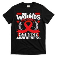 Not All Wounds Are Visible Stroke Awareness Red Ribbon T-Shirt