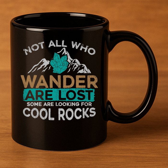 Not All Who Wander Are Lost Some Are Looking For Cool Rocks 11oz C Handle Ceramic Mug