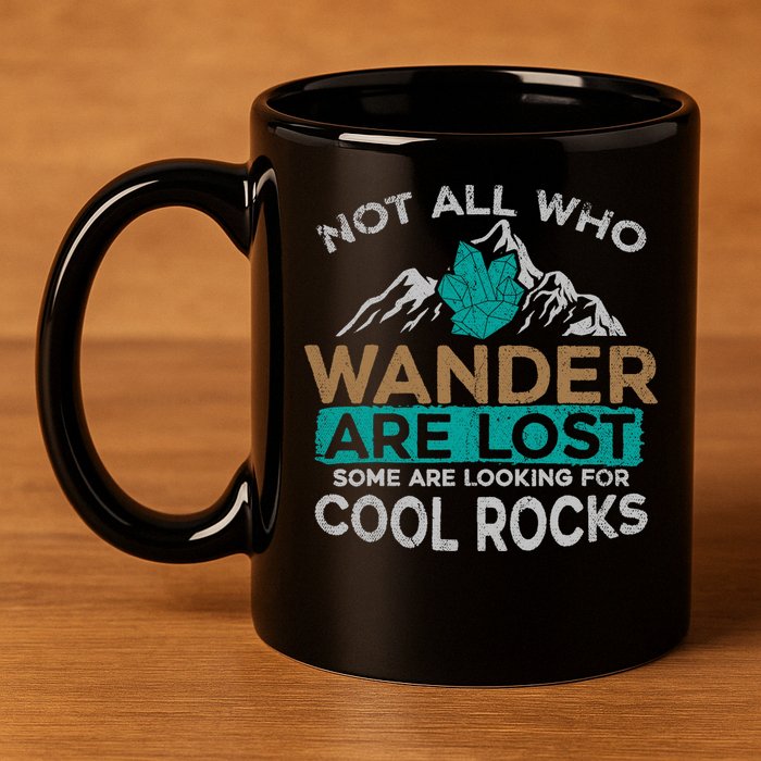 Not All Who Wander Are Lost Some Are Looking For Cool Rocks 11oz C Handle Ceramic Mug