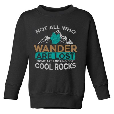 Not All Who Wander Are Lost Some Are Looking For Cool Rocks Toddler Sweatshirt