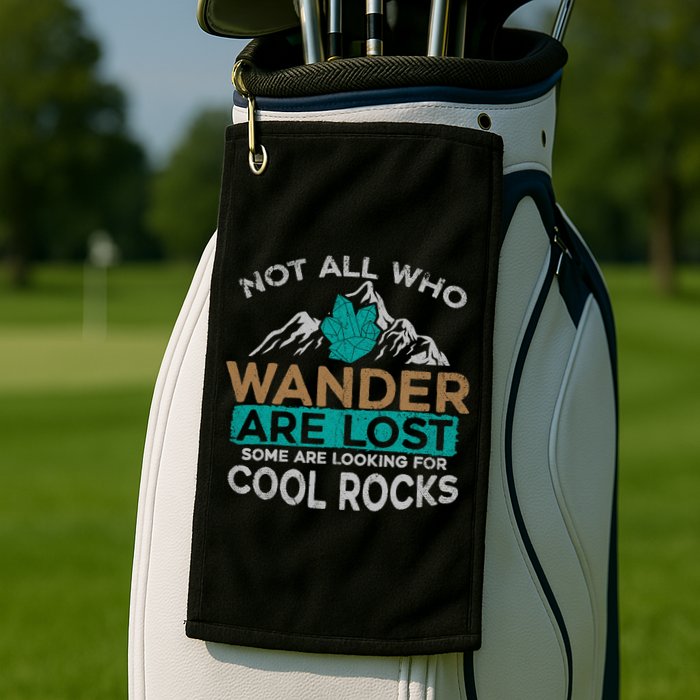 Not All Who Wander Are Lost Some Are Looking For Cool Rocks Golf Towel