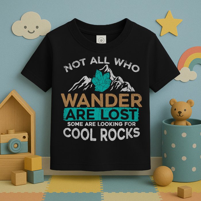 Not All Who Wander Are Lost Some Are Looking For Cool Rocks Toddler T-Shirt