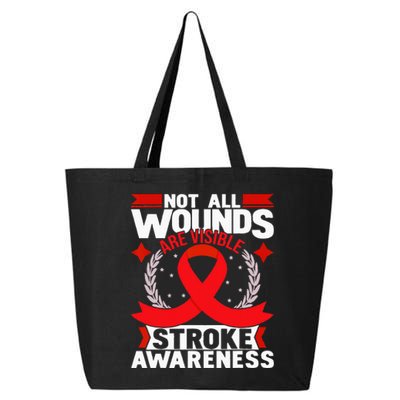 Not All Wounds Are Visible Stroke Awareness Red Ribbon 25L Jumbo Tote