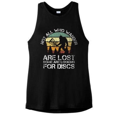 Not All Who Wander Are Lost  Funny Bigfoot Disc Golf Ladies PosiCharge Tri-Blend Wicking Tank