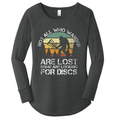 Not All Who Wander Are Lost  Funny Bigfoot Disc Golf Women's Perfect Tri Tunic Long Sleeve Shirt