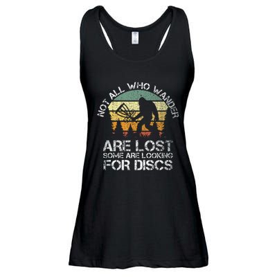 Not All Who Wander Are Lost  Funny Bigfoot Disc Golf Ladies Essential Flowy Tank