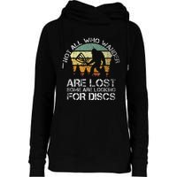 Not All Who Wander Are Lost  Funny Bigfoot Disc Golf Womens Funnel Neck Pullover Hood