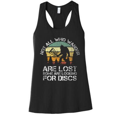 Not All Who Wander Are Lost  Funny Bigfoot Disc Golf Women's Racerback Tank