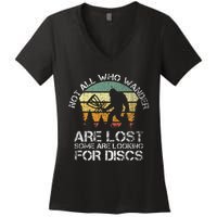 Not All Who Wander Are Lost  Funny Bigfoot Disc Golf Women's V-Neck T-Shirt