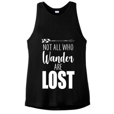 Not All Who Wander Are Lost Arrow Ladies PosiCharge Tri-Blend Wicking Tank