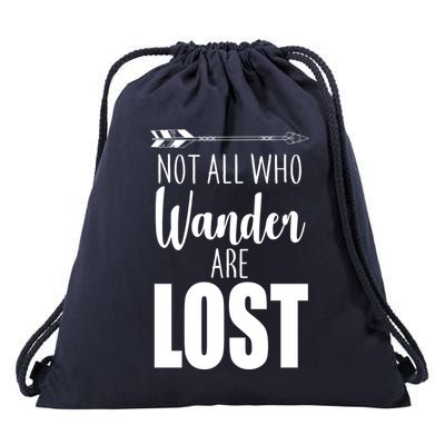 Not All Who Wander Are Lost Arrow Drawstring Bag