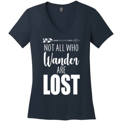 Not All Who Wander Are Lost Arrow Women's V-Neck T-Shirt