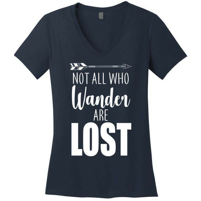 Not All Who Wander Are Lost Arrow Women's V-Neck T-Shirt