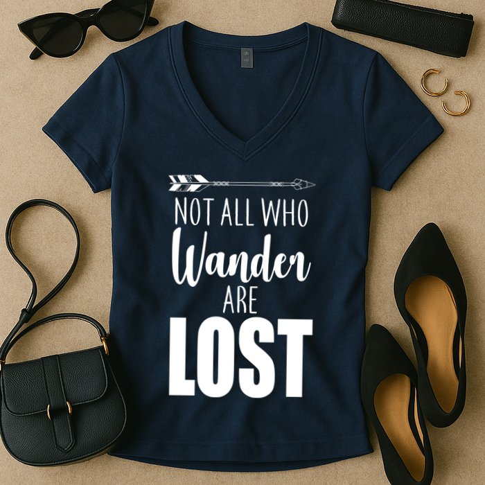 Not All Who Wander Are Lost Arrow Women's V-Neck T-Shirt