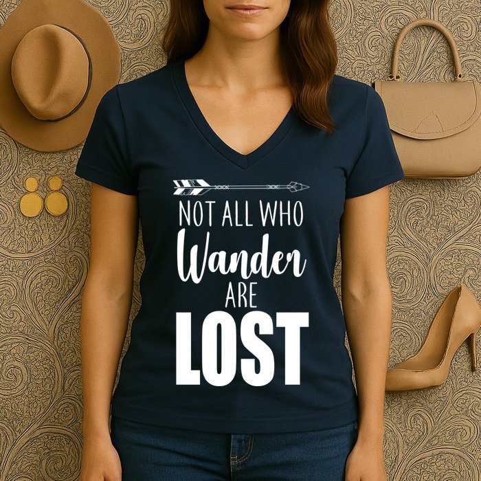 Not All Who Wander Are Lost Arrow Women's V-Neck T-Shirt