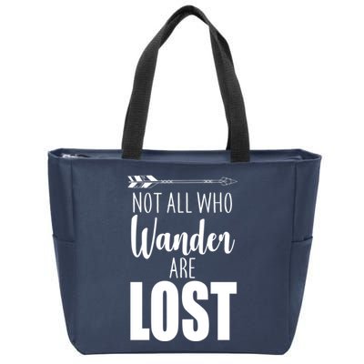 Not All Who Wander Are Lost Arrow Zip Tote Bag