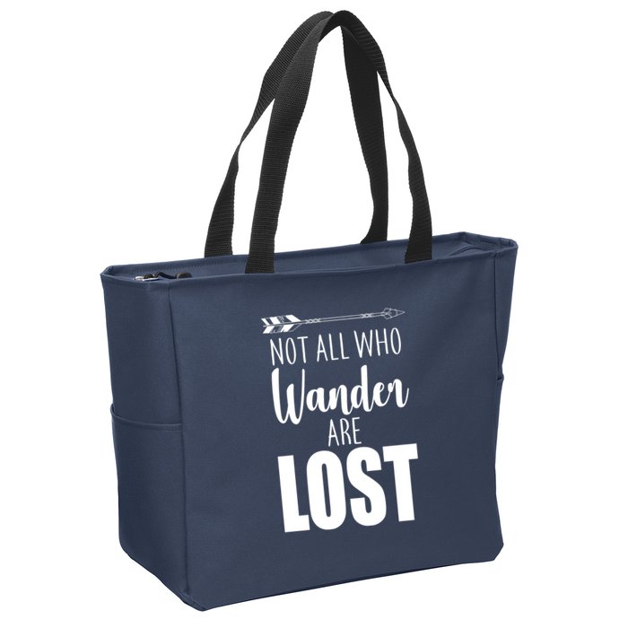 Not All Who Wander Are Lost Arrow Zip Tote Bag