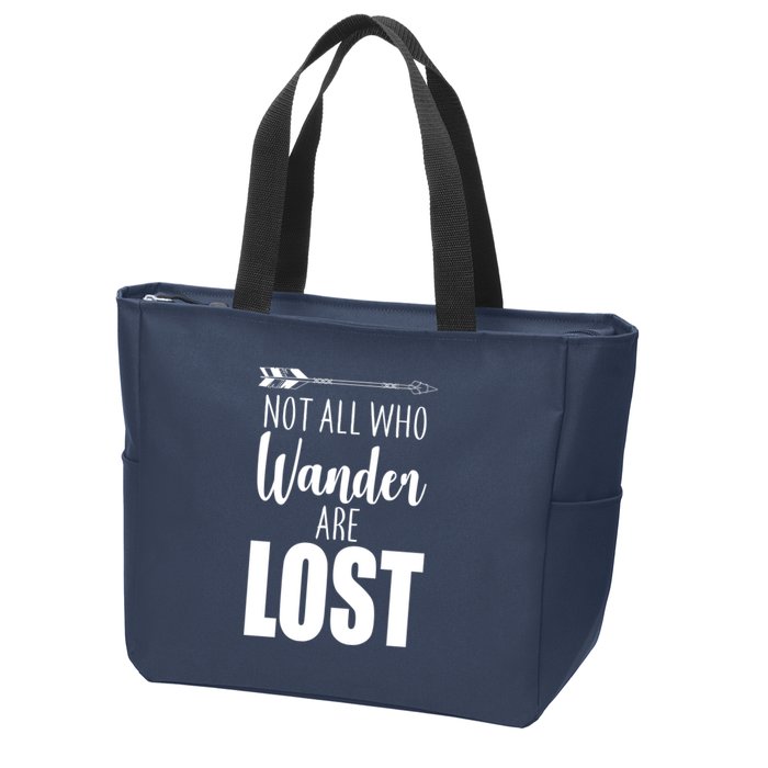 Not All Who Wander Are Lost Arrow Zip Tote Bag