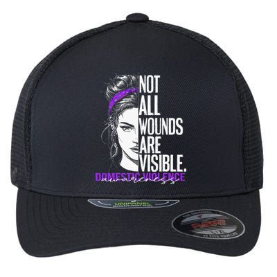 Not All Wounds Are Visible Wo Domestic Violence Awareness Flexfit Unipanel Trucker Cap