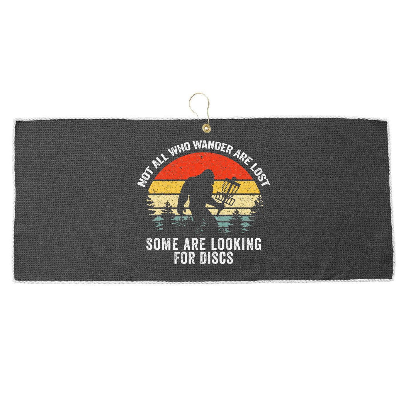 Not All Who Wander Are Lost Disc Golf Bigfoot Christmas Large Microfiber Waffle Golf Towel