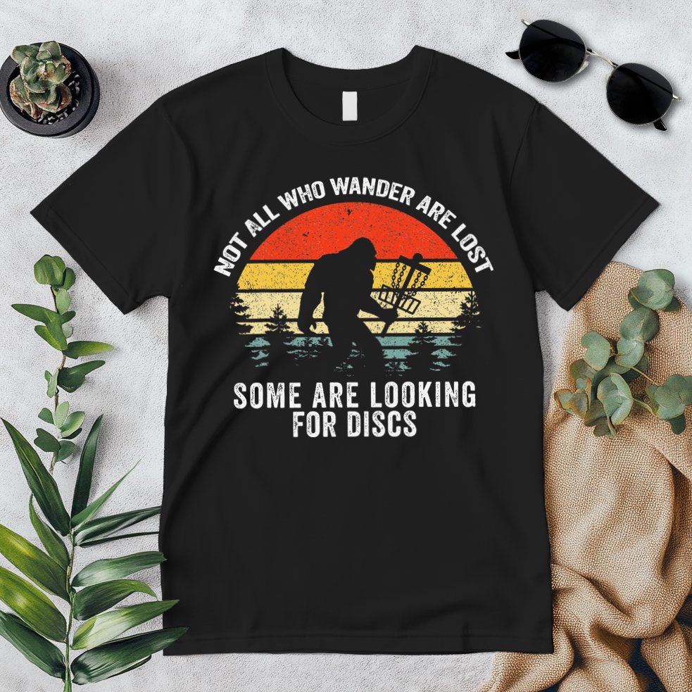 Not All Who Wander Are Lost Disc Golf Bigfoot Christmas Premium T-Shirt