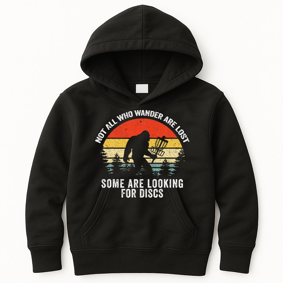 Not All Who Wander Are Lost Disc Golf Bigfoot Christmas Kids Hoodie