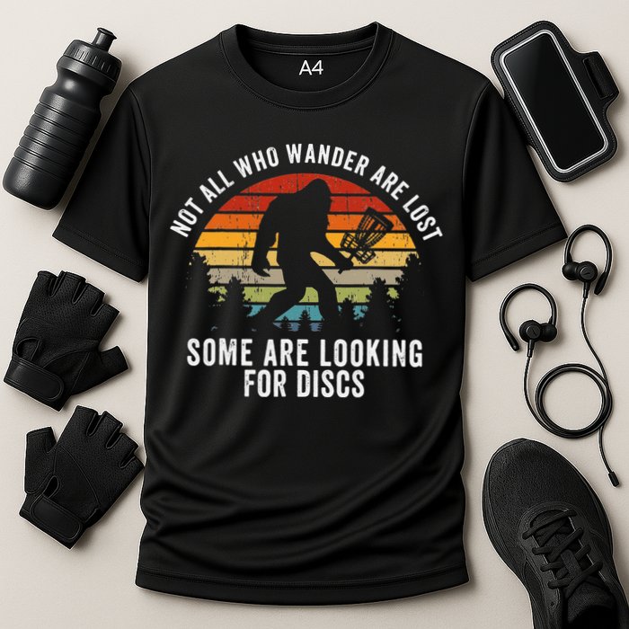 Not All Who Wander Are Lost Disc Golf Bigfoot Sasquatch Cooling Performance Crew T-Shirt