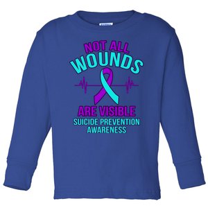 Not All Wounds Are Visible Happy Suicide Awareness Graphic Cool Gift Toddler Long Sleeve Shirt