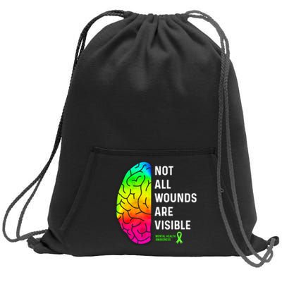 Not All Wounds Are Visible Mental Health Awareness Sweatshirt Cinch Pack Bag