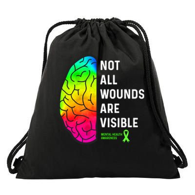 Not All Wounds Are Visible Mental Health Awareness Drawstring Bag