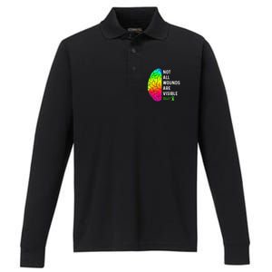 Not All Wounds Are Visible Tal Health Awareness Gift Performance Long Sleeve Polo