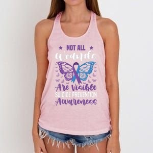 Not All Wounds Are Visible Suicide Prevention Awareness Gift Women's Knotted Racerback Tank