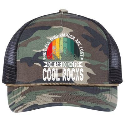 Not All Who Wander Are Lost Some Are Looking For Cool Rocks Retro Rope Trucker Hat Cap