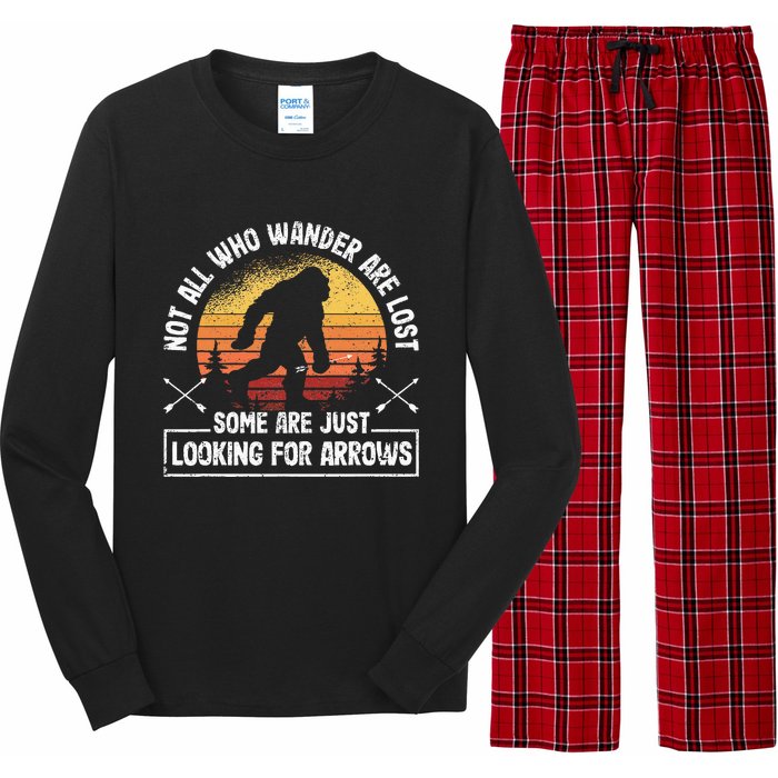 Not All Who Wander Are Lost Funny Archery Bigfoot Archer Long Sleeve Pajama Set