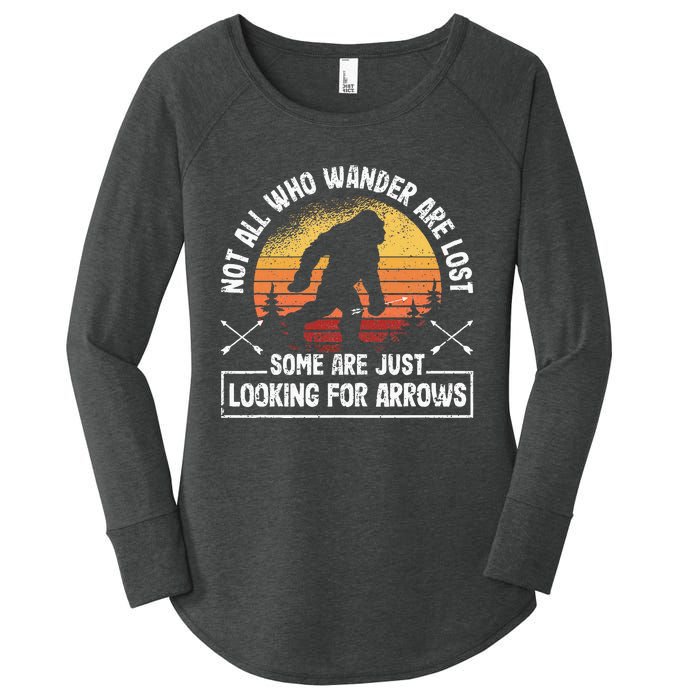 Not All Who Wander Are Lost Funny Archery Bigfoot Archer Women's Perfect Tri Tunic Long Sleeve Shirt