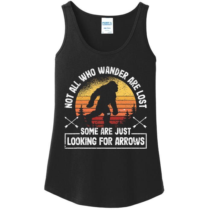 Not All Who Wander Are Lost Funny Archery Bigfoot Archer Ladies Essential Tank