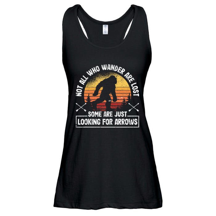 Not All Who Wander Are Lost Funny Archery Bigfoot Archer Ladies Essential Flowy Tank