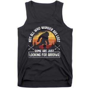 Not All Who Wander Are Lost Funny Archery Bigfoot Archer Tank Top