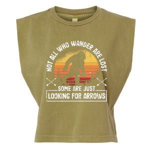 Not All Who Wander Are Lost Funny Archery Bigfoot Archer Garment-Dyed Women's Muscle Tee