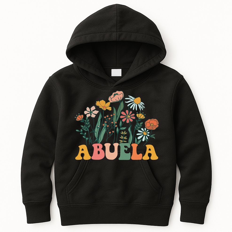 New Abuela Wildflower First Birthday & Baby Shower Kids Hoodie