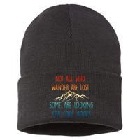 Not All Who Wander Are Lost Some Are Looking For Cool Rocks Sustainable Knit Beanie