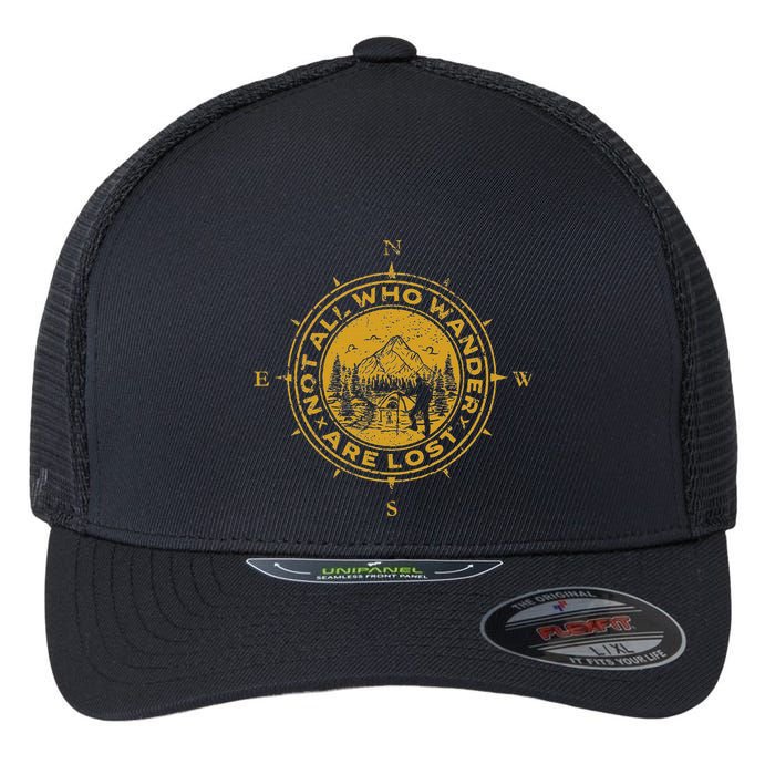 Not All Who Wander Are Lost Compass Flexfit Unipanel Trucker Cap