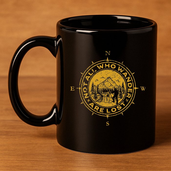 Not All Who Wander Are Lost Compass 11oz C Handle Ceramic Mug